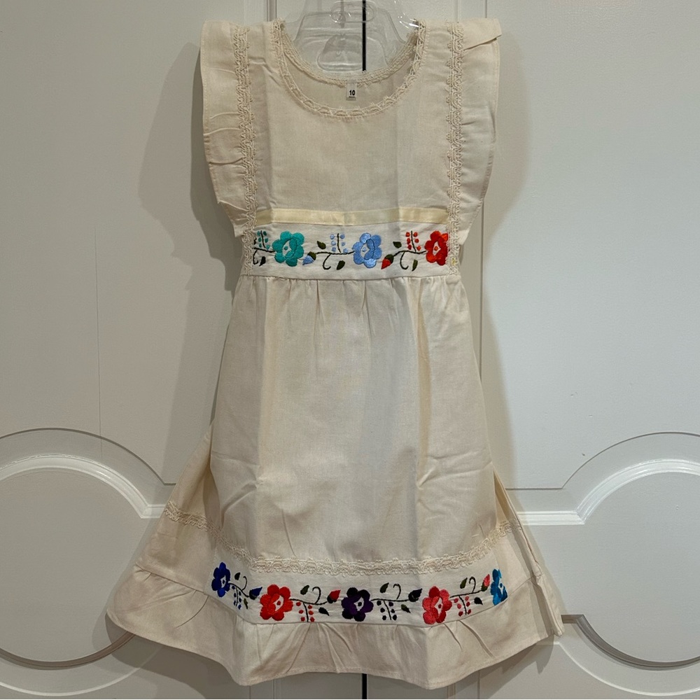 Mexican Girls Dress With Hand Embroidered.